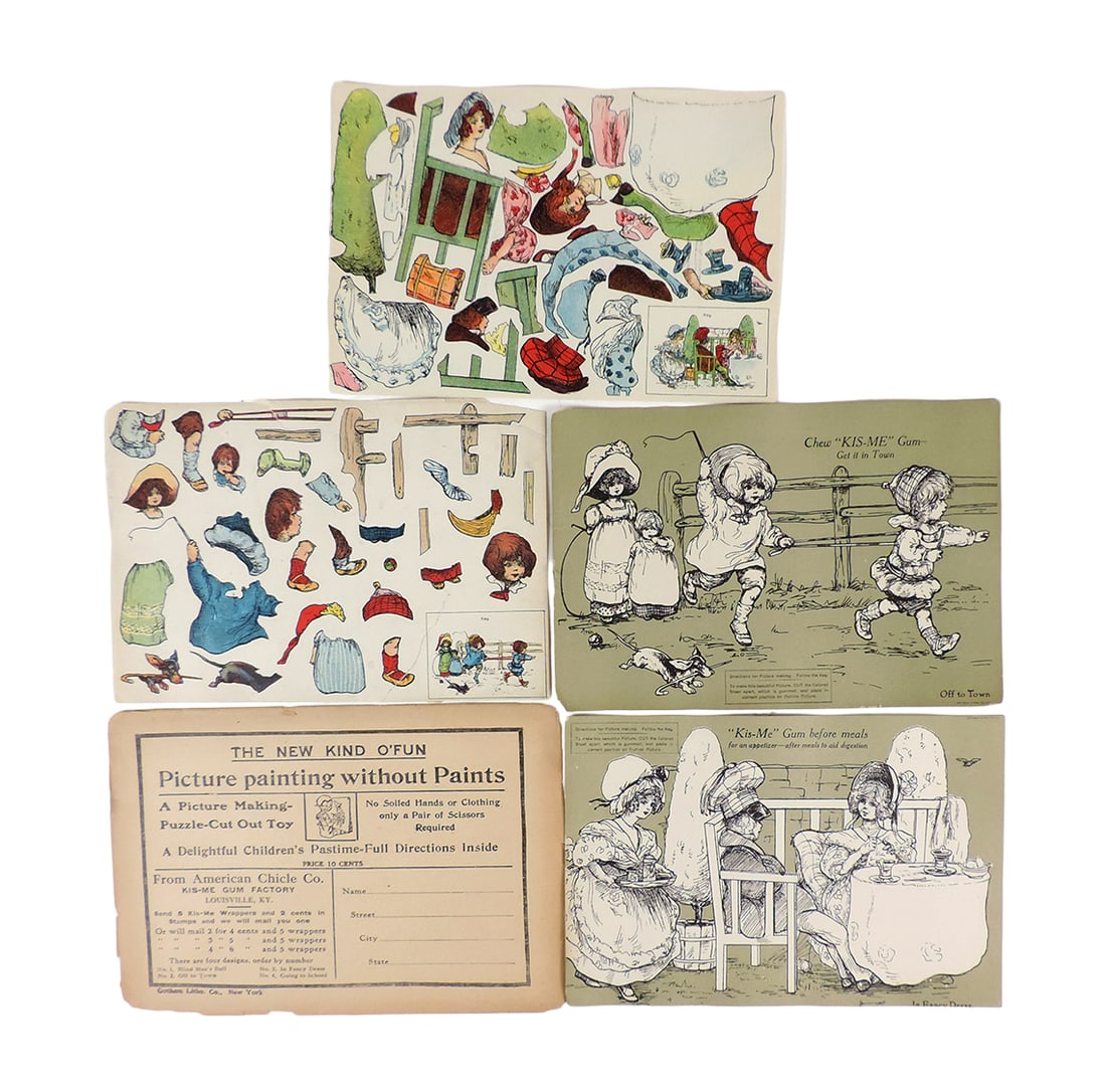 Kis-Me Gum promo cards, set of two w/envelope, Off to Town w/small tear in (1 of 1)