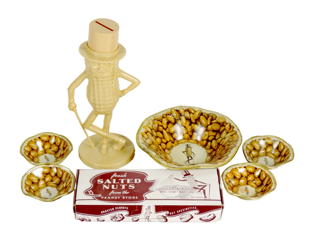 Planters Peanut items (7), Mr. Peanut plastic bank, Mr. Peanut Salted Nuts (1 of 1)