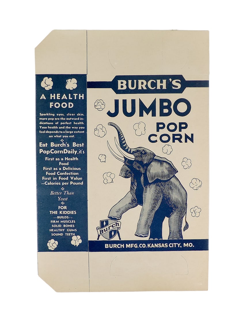 Popcorn Box, Burch's Jumbo Popcorn/Burch's Best Popcorn, large elephant gra (1 of 1)