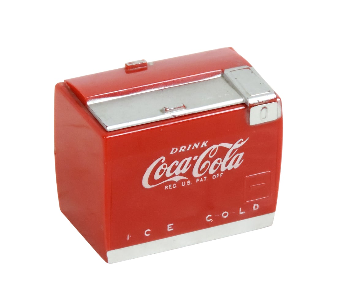 Coca-Cola Music Box Cooler, c.1950's, plastic, a little cutie in Exc workin (1 of 3)