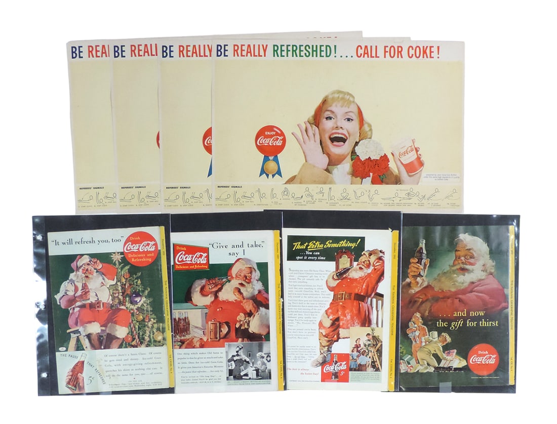 Coca-Cola Paper Signs & Magazine Ads (24 pcs), 4 paper c.1960 signs w/Refer (1 of 2)