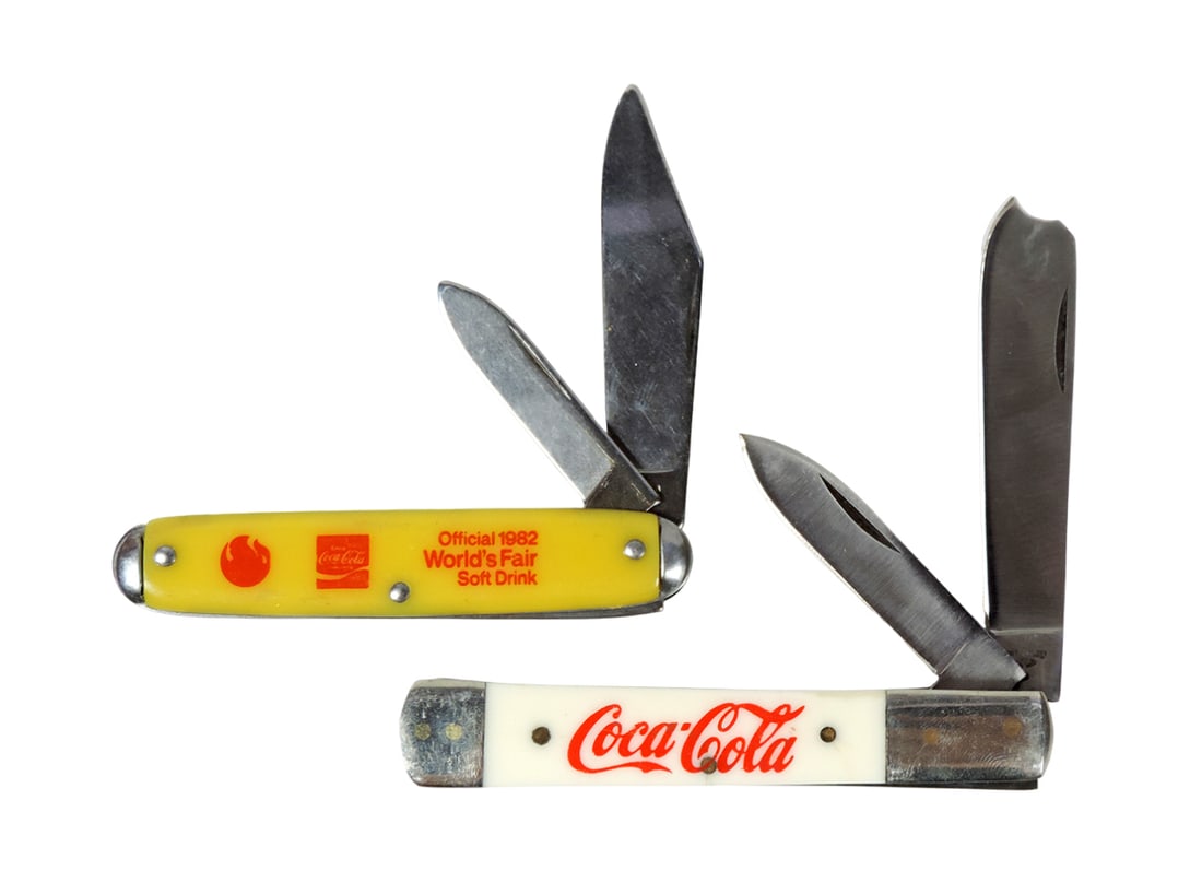 Coca-Cola Pocket Knives (2), Official 1982 World's Fair Soft Drink double b (1 of 1)