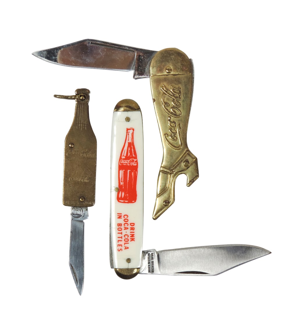 Coca-Cola Pocket Knives (3), Drink Coca-Cola in Bottles, single blade marke (1 of 2)