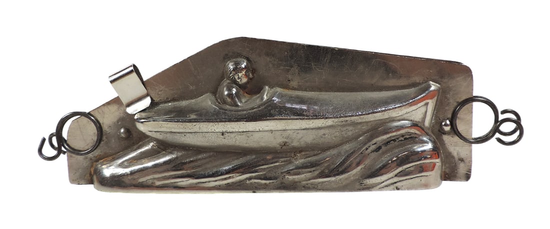 Speed Boat Chocolate Mold, LaTang-Paris, Mold #4653, Rare pre-WW2 2 pc meta (1 of 3)