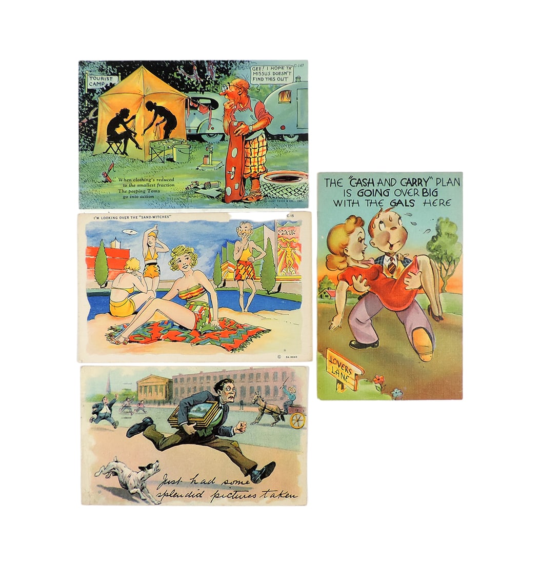 Comical Postcards (20), c.1908  to c.1940s, incl MWM color-litho Burshee- A (1 of 6)