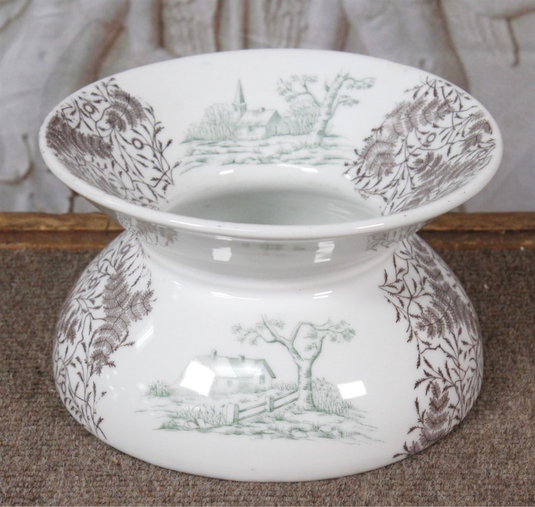 A Bawo & Dotter Transferware Spittoon, Austria c1890 w/two color scenic d?cor, Exc cond. 8"Dia. (1 of 3)