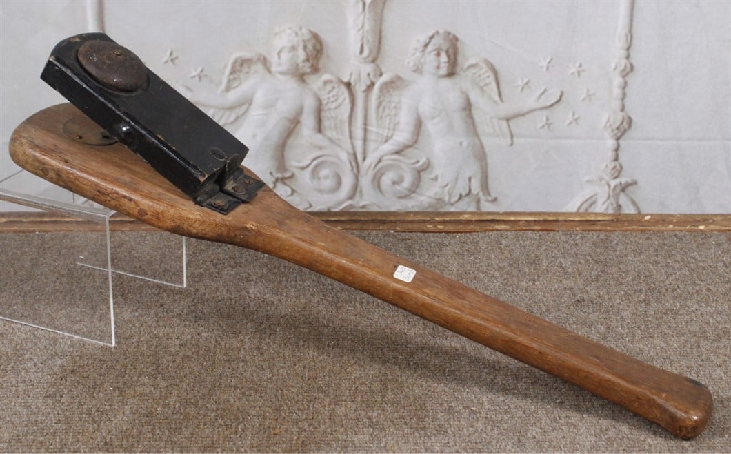 A Wood & Iron "Cap Bomb" for firing ammo caps, VG working cond. 21"L. (1 of 2)