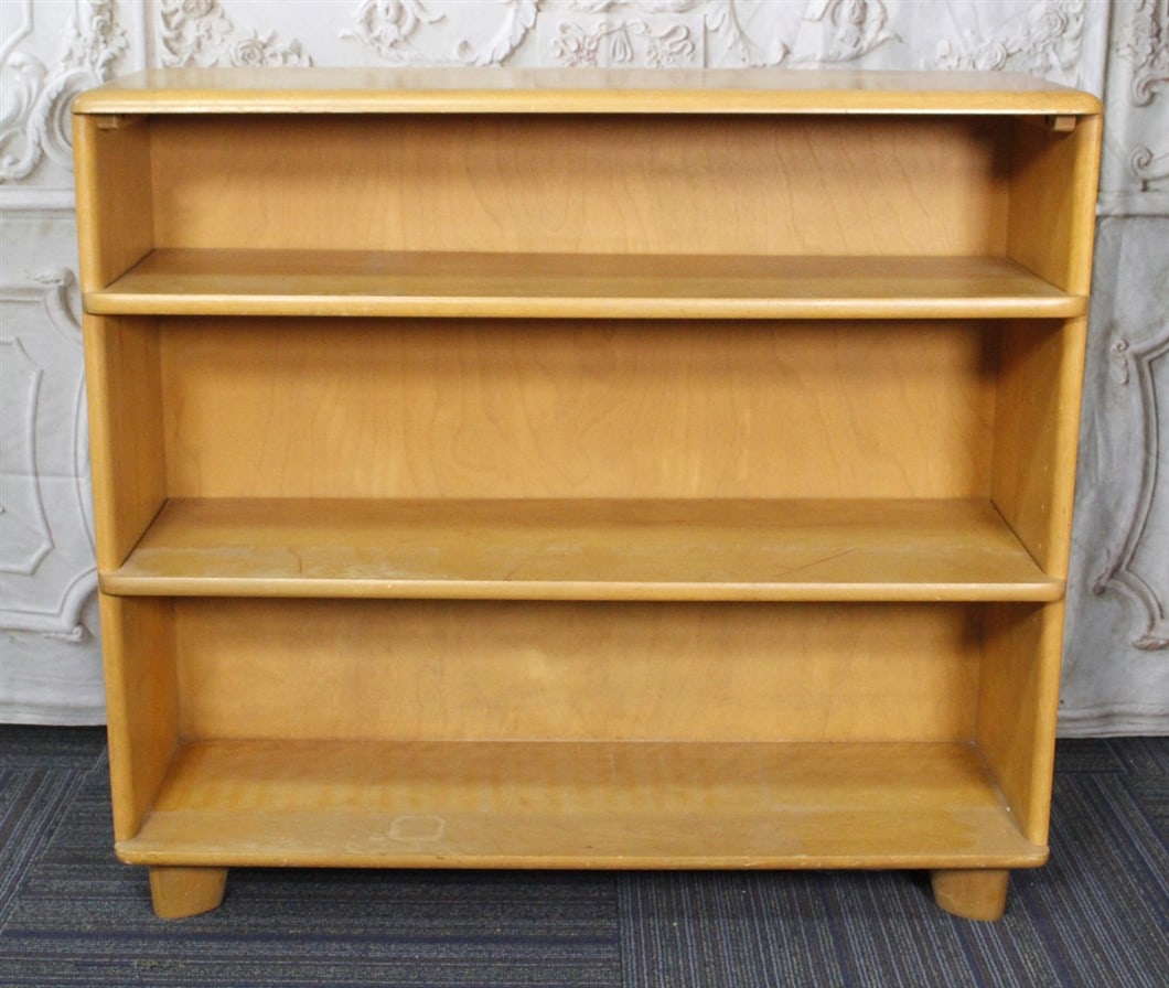 A Heywood-Wakefield Bookcase in Wheat Finish, G+ cond w/some watermarks, 32"H x 35"W. (1 of 1)