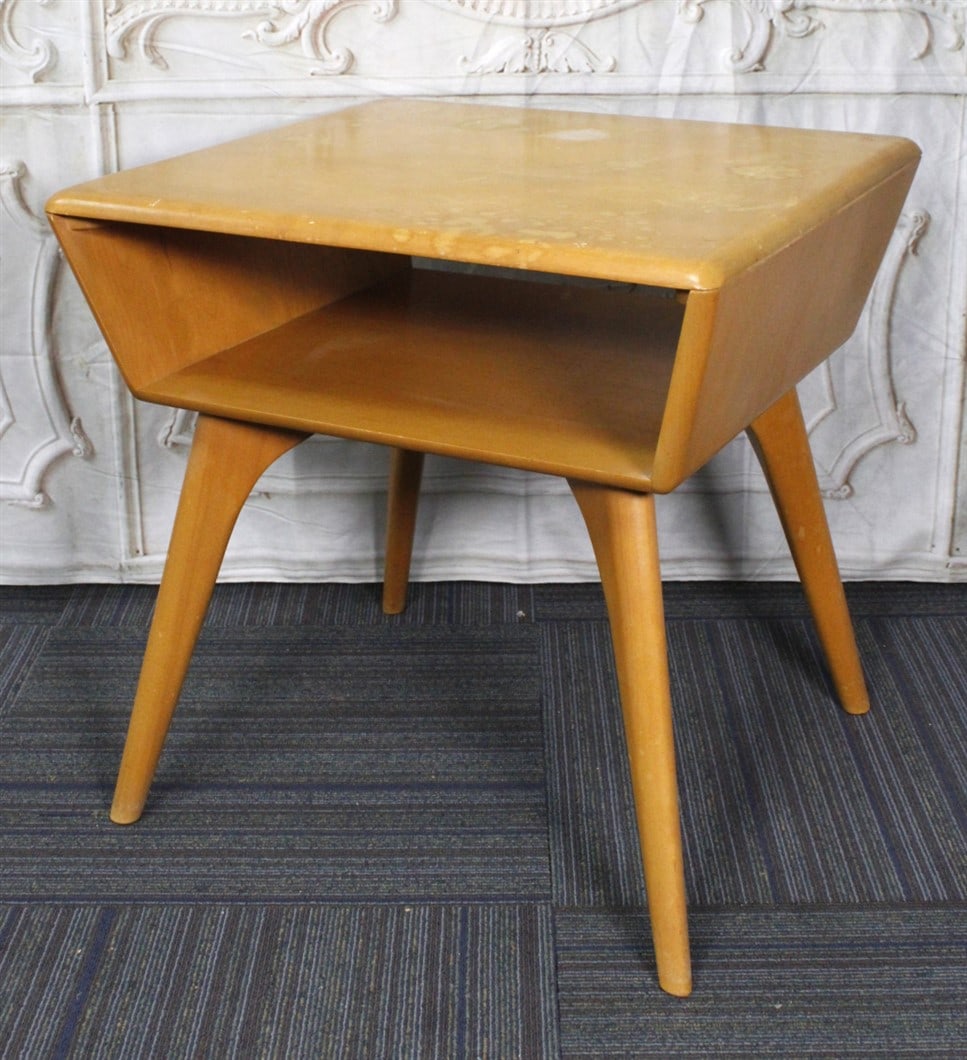 A Heywood-Wakefield End Table in wheat finish, G+ cond with some water marks to top, 26"H x 25"W. (1 of 1)