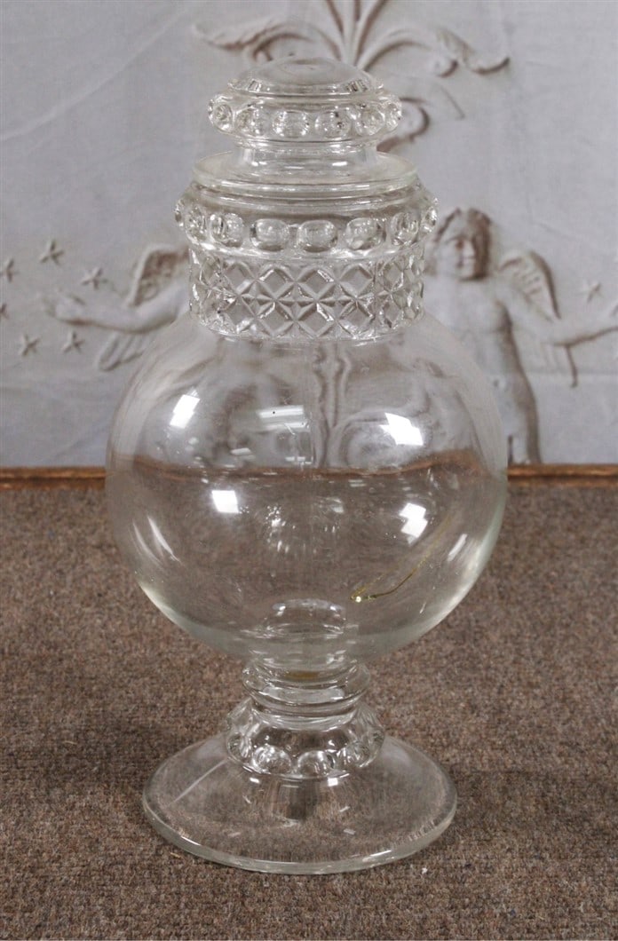 A Tiffin Glass Dakota Pattern Candy Show Jar in Exc cond. 12"H. (1 of 1)