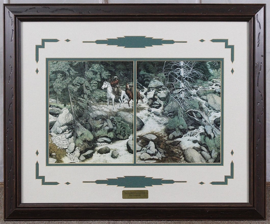 A Bev Doolittle Print "The Forrest Has Eyes" in an attractive mat with intaglio designs, Exc cond. (1 of 2)