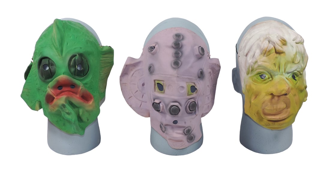 Halloween Masks (3),  zombies & scary creatures from other planets, rubber, (1 of 3)