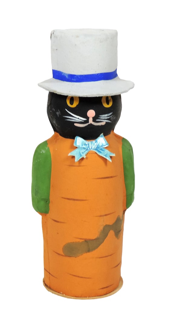 Halloween Candy Container, Black Cat w/Top Hat, composition w/colorful orig (1 of 3)