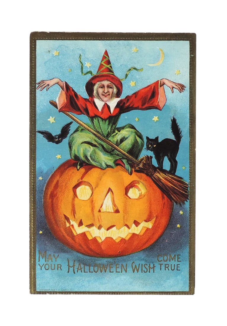 Halloween Postcard, May Your Wish Come True, Conwell Series 249, embossed w (1 of 2)