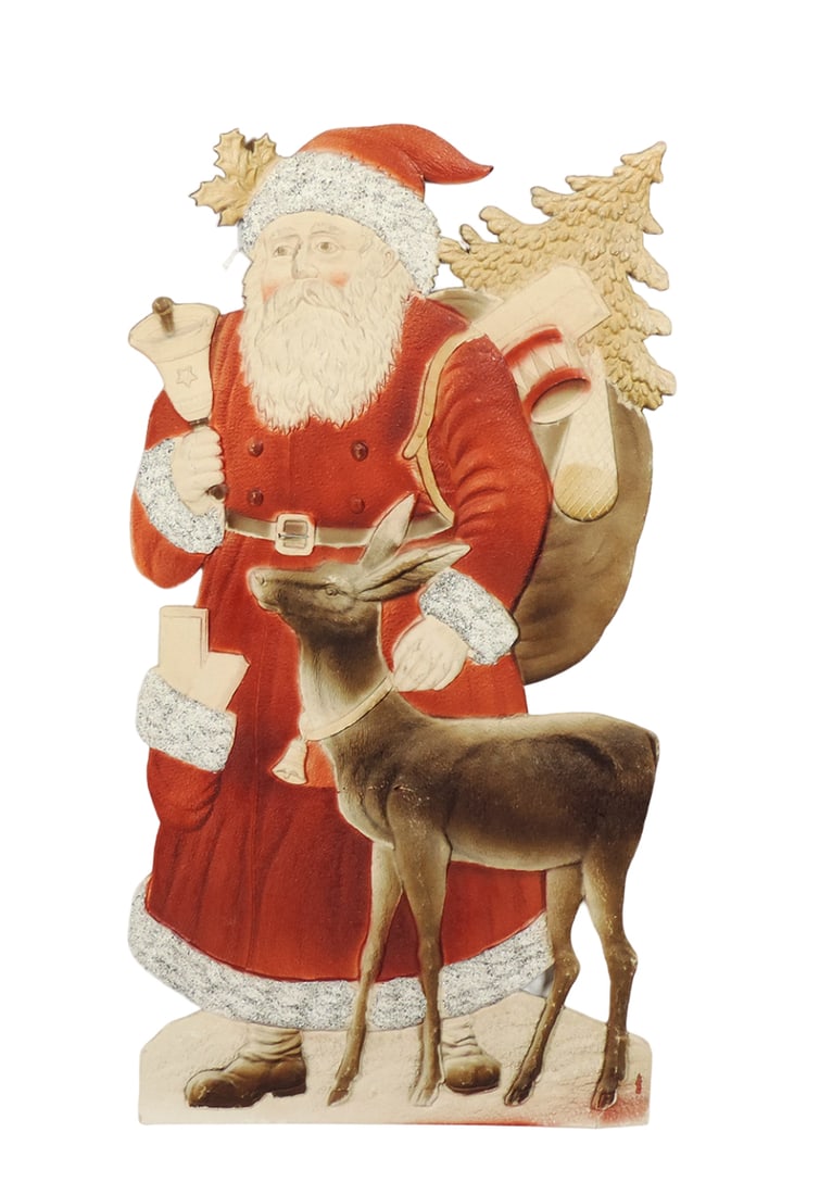 Christmas Diecut, Father Christmas/Santa Claus, embossed pressed cardboard (1 of 1)