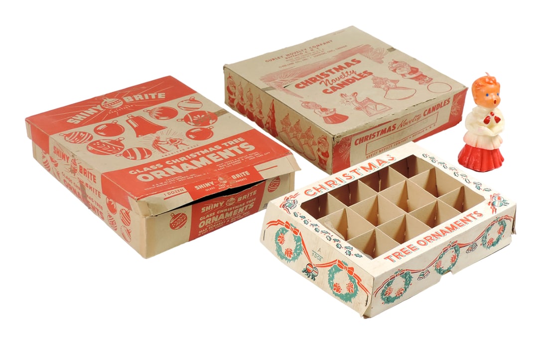 Christmas Ornament & Candle Boxes, SHINY BRITE Glass Christmas Tree Ornamen (1 of 2)