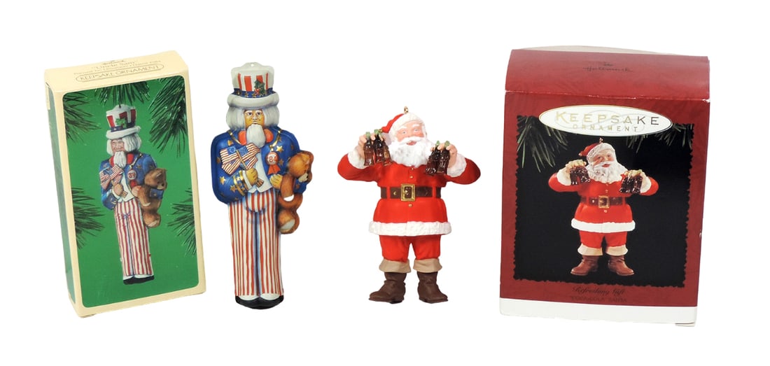 Christmas Ornaments (3), Hallmark Keepsake Ornament, Coca-Cola Santa, handc (1 of 1)
