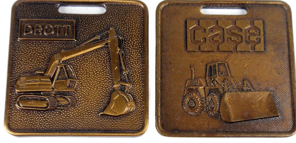 Case Watch fob, 2 pieces, 1 Excavator, 1 Bucket Loader. Both Good Condition (1 of 2)