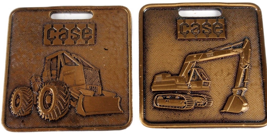 Case Watch fob, 2 pieces, 1 Excavator, 1 Bucket Loader. Both Good Condition (1 of 2)