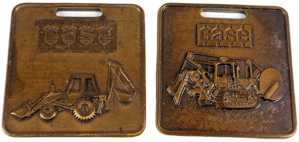 Case Watch Fob, (2) Pieces. 1 Back Loader Tractor, 1 Excavator Dozer. Good (1 of 2)