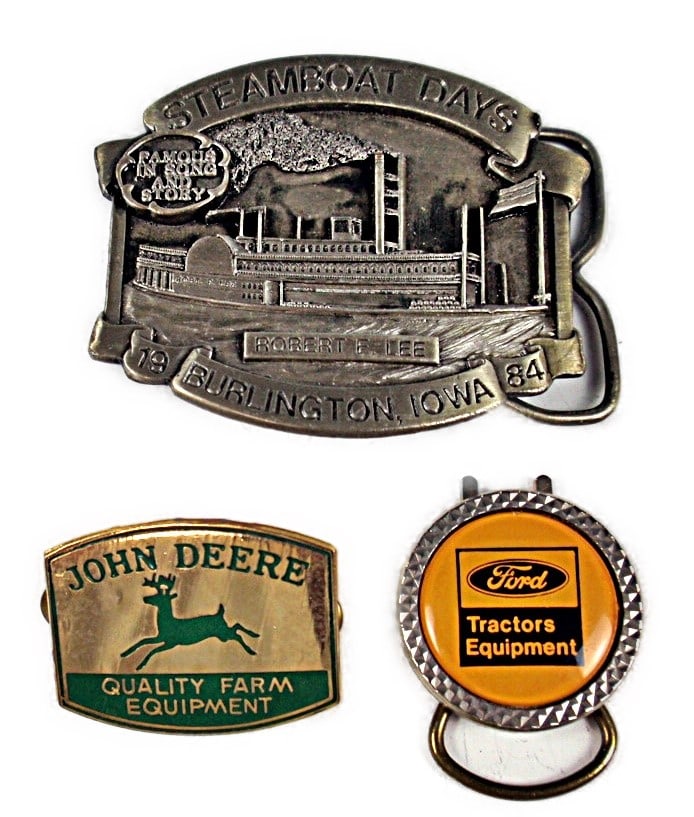 Belt Buckle & advertising. 3 pcs. 1 Belt Buckle , Steam Boat Days "Famous I (1 of 2)