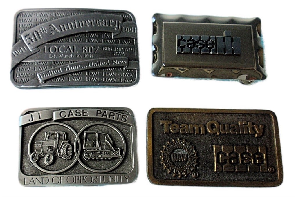 Case Belt Buckles. 4 pcs. 1 50th Anniversary UAW Local 807 " United Then - (1 of 2)