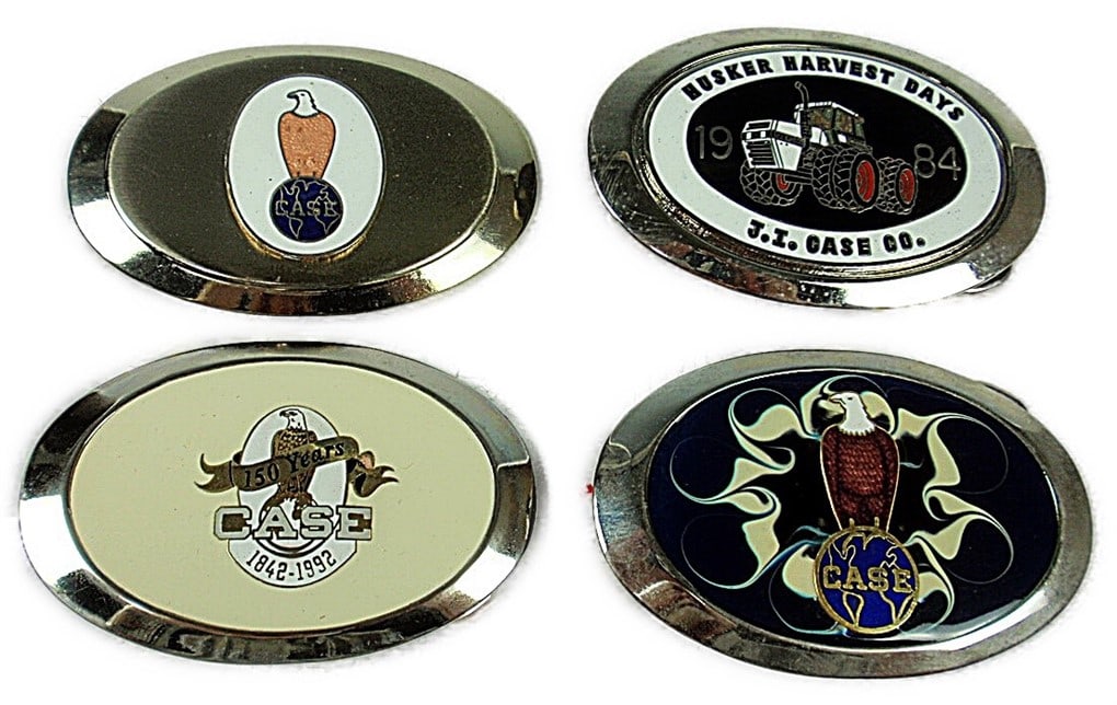 Case Belt Buckle. 4 pcs. 1 Enameled 150 Years 1842 - 1992, 1 Enameled Case (1 of 2)