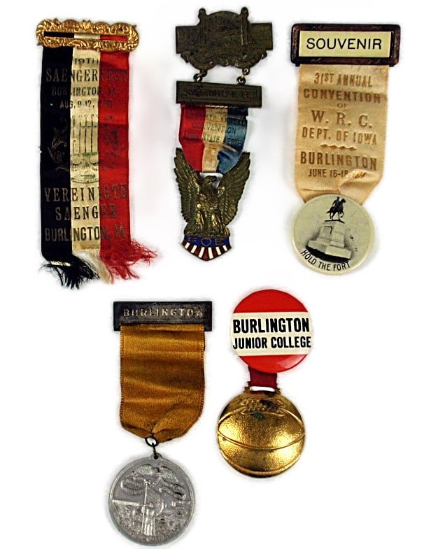 Burlington Iowa Ribbons, 5 pcs. 19th SANGERFEAT Aug, 9-12 1900, FOE  Ribbon (1 of 1)