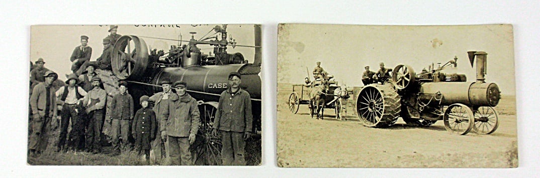 2 Real Photo Postcards, larger better images of Case steam tractors w/Azo b (1 of 2)
