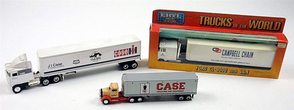 Toys, (3) Semi Tractor Trailers, 2 Case IH, 1 Campell Chain NIB. All in Goo (1 of 1)
