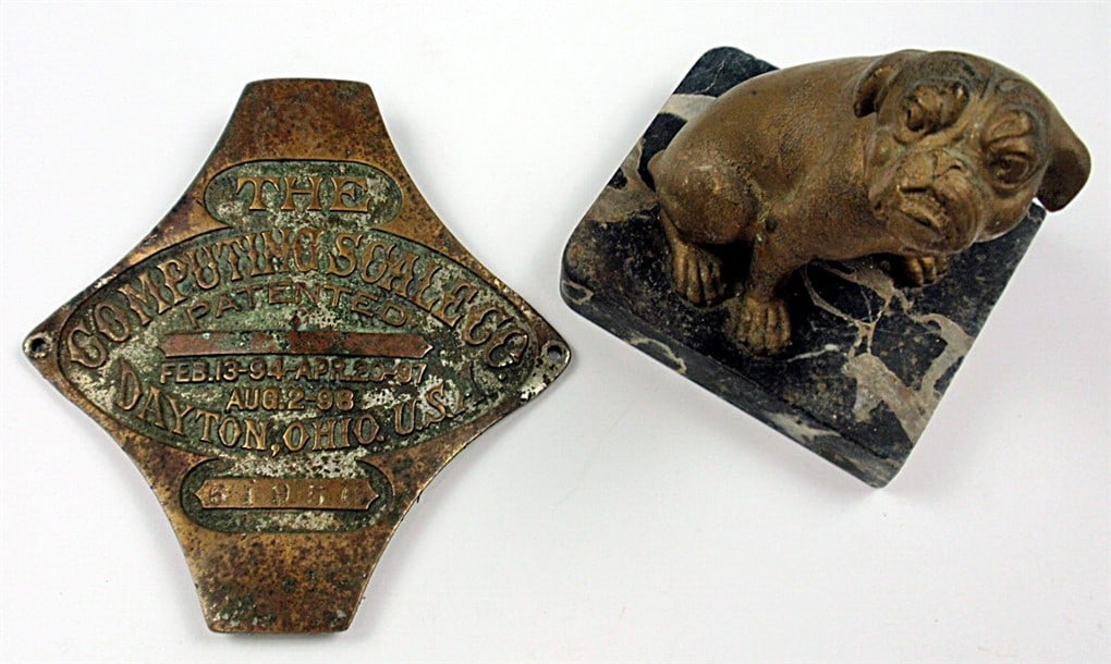 Scale Badge & Bulldog Paperweight, Fair Cond.(The Computing Scale Co. Paten (1 of 1)