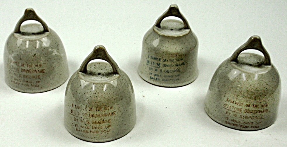 Salesman's Sample Dinner bells, RARE, (4 pcs) Advertising W.S. George  "Bel (1 of 1)