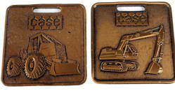 Case Watch fob, 2 pieces, 1 Excavator, 1 Bucket Loader. Both Good Condition