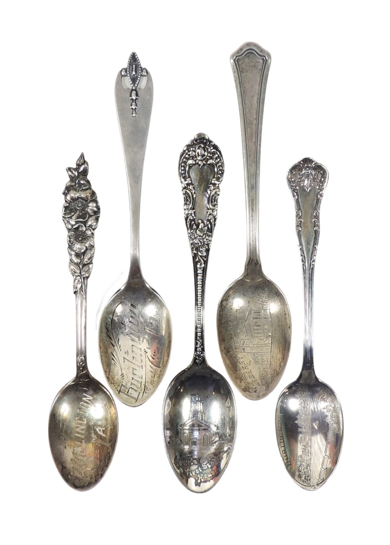 Burlington, Iowa Sterling Silver Souvenir Flatware (5), All STERLING marked (1 of 2)