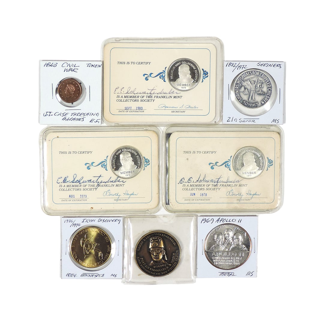 Tokens/Coins (8), 1863 Civil War Token (1), Liberty & date on obverse, J.I. (1 of 2)