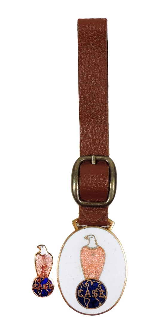 CASE Collectables (2), CASE Pocket Watch Fob, Eagle on Globe, porcelain on (1 of 1)