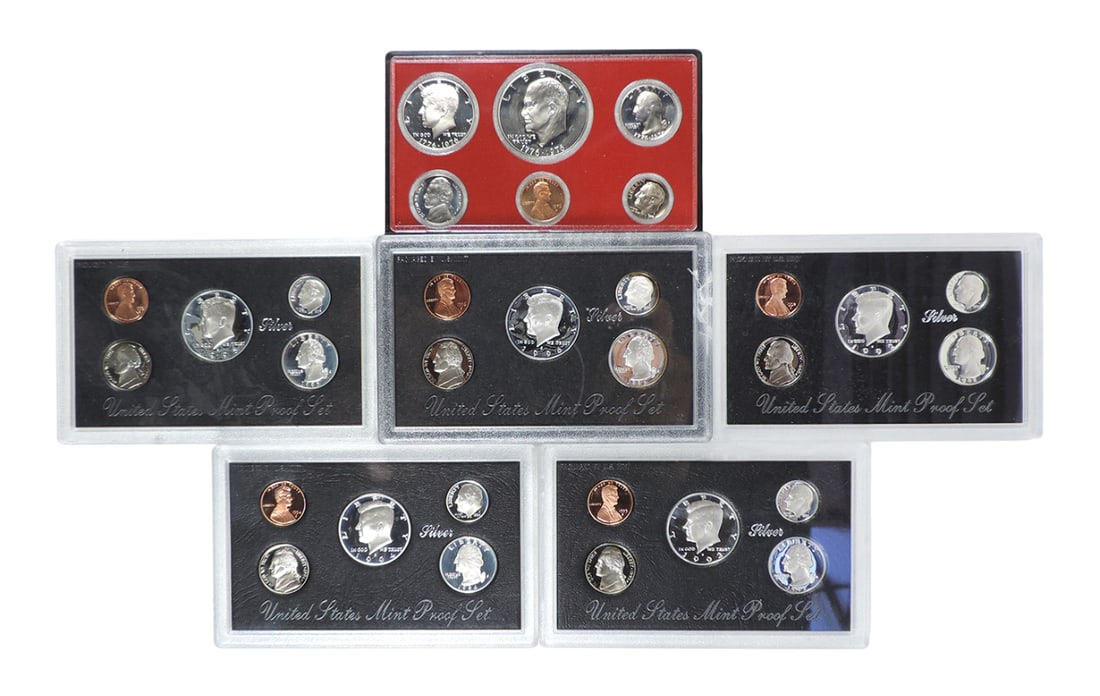 Coins, United States Mint Silver Proof Sets, 1992-1995, 5 coins each, 3 of (1 of 4)