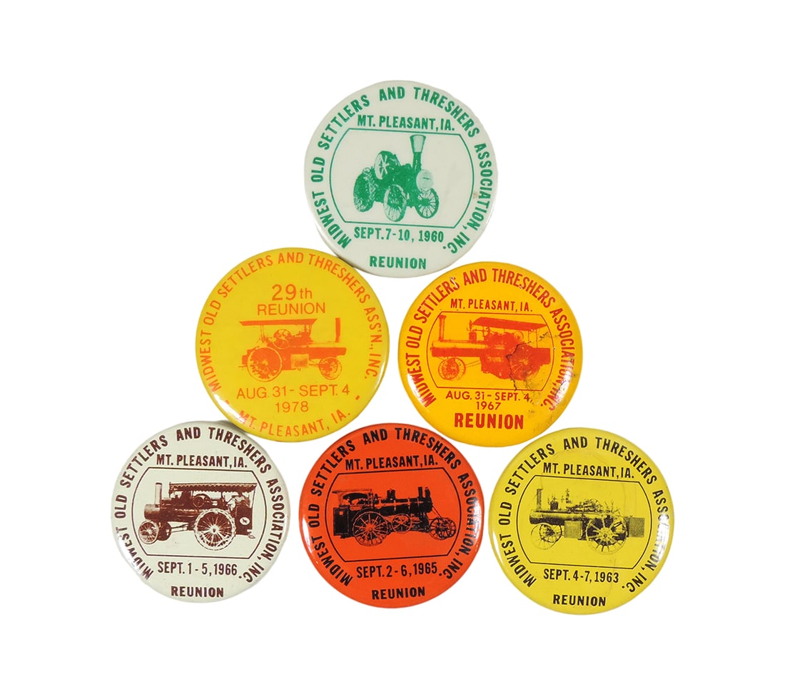 Advertising Pinback Buttons (6), MIDWEST OLD SETTLERS AND THRESHERS ASSOCIA (1 of 1)