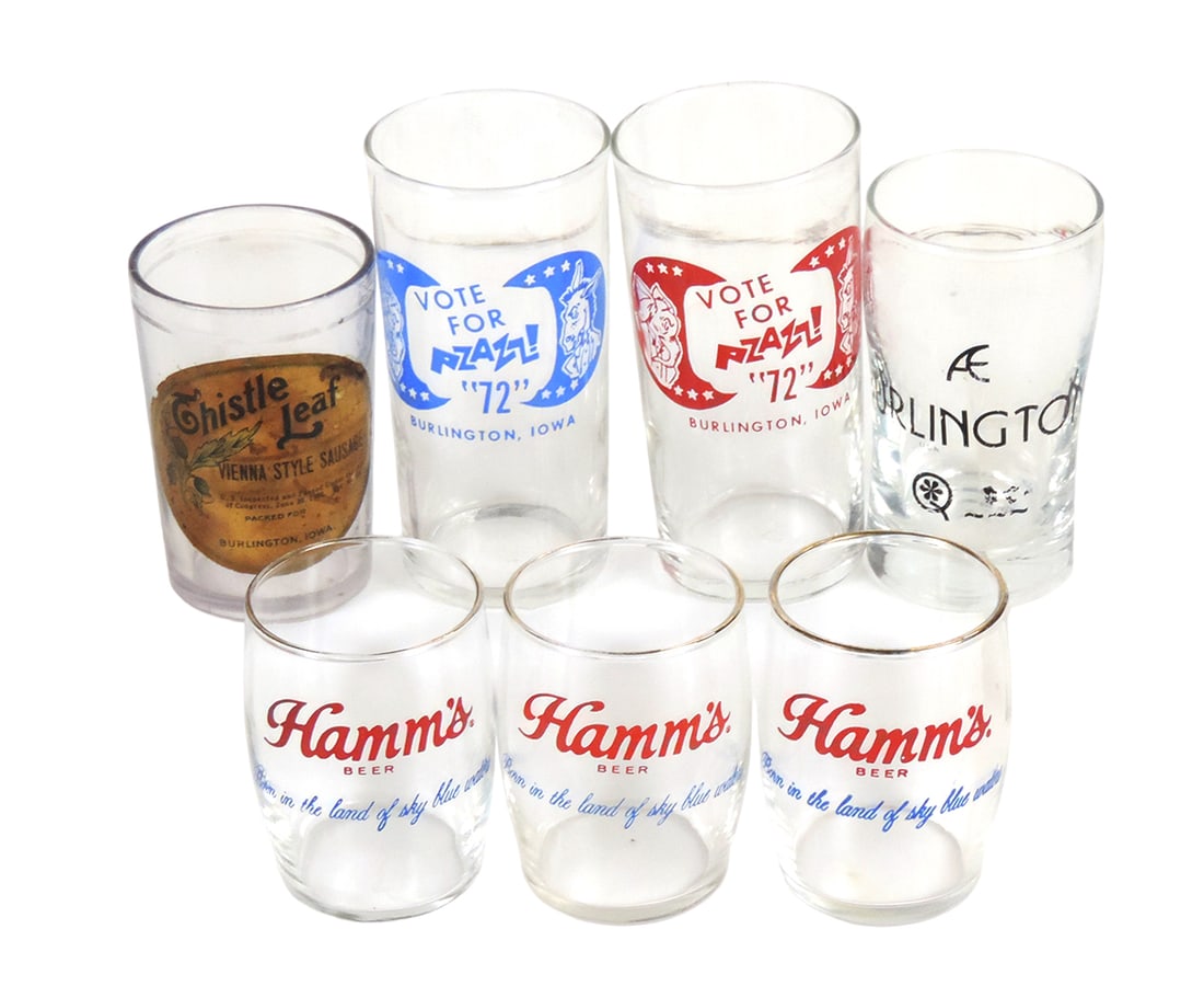 Vintage Drinking Glasses (7), Hamm's Beer Born in the land of sky blue wate (1 of 1)