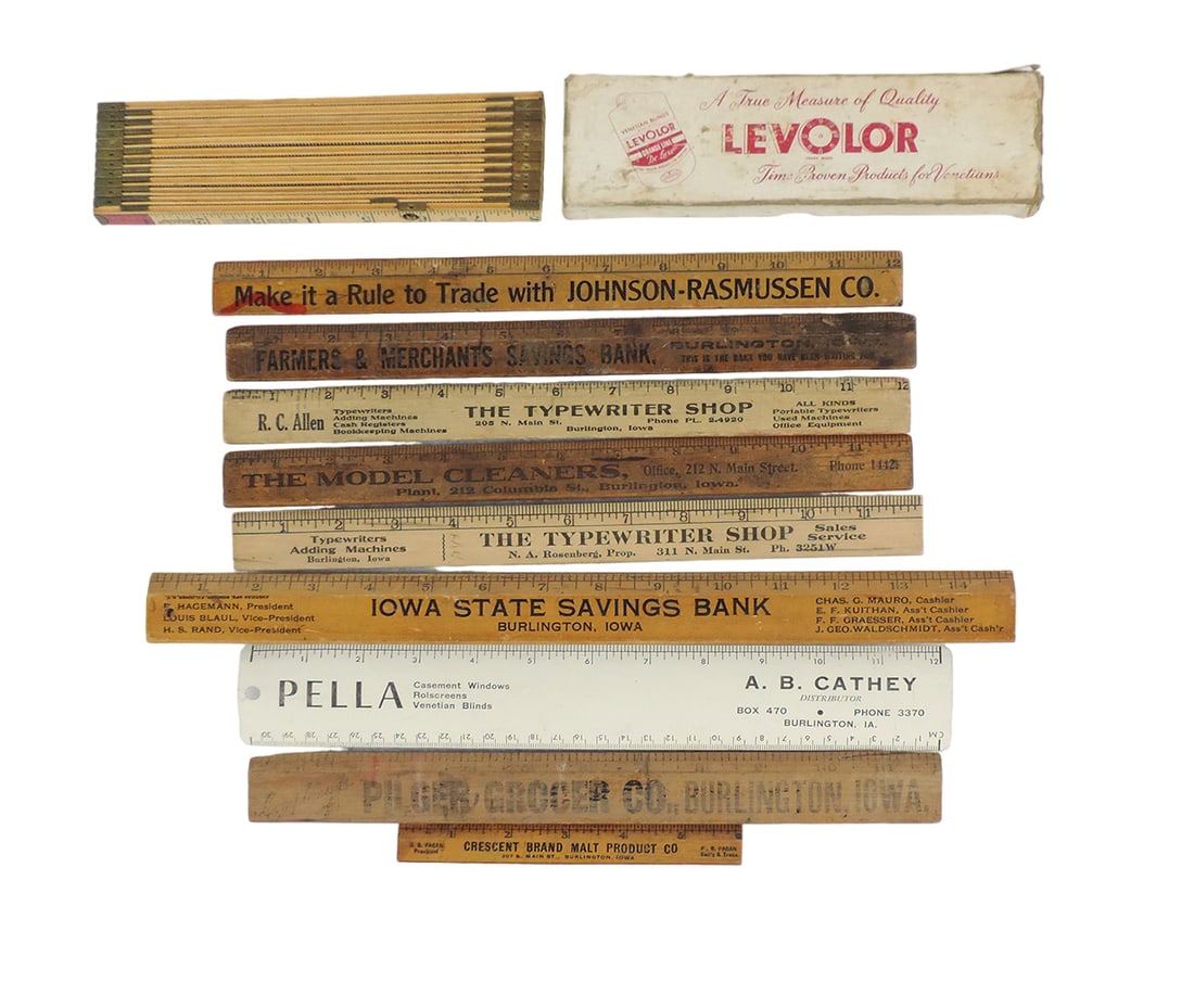 Vintage Advertising Wooden Rulers (11), PELLA Casement Windows, Rolscreens, (1 of 1)