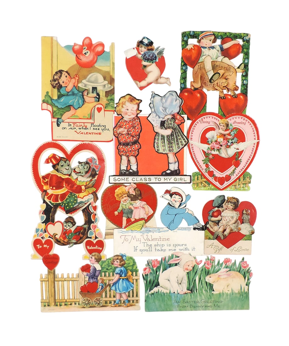 Vintage Valentines & Easter Greetings (11), all colorful diecuts w/some emb (1 of 1)
