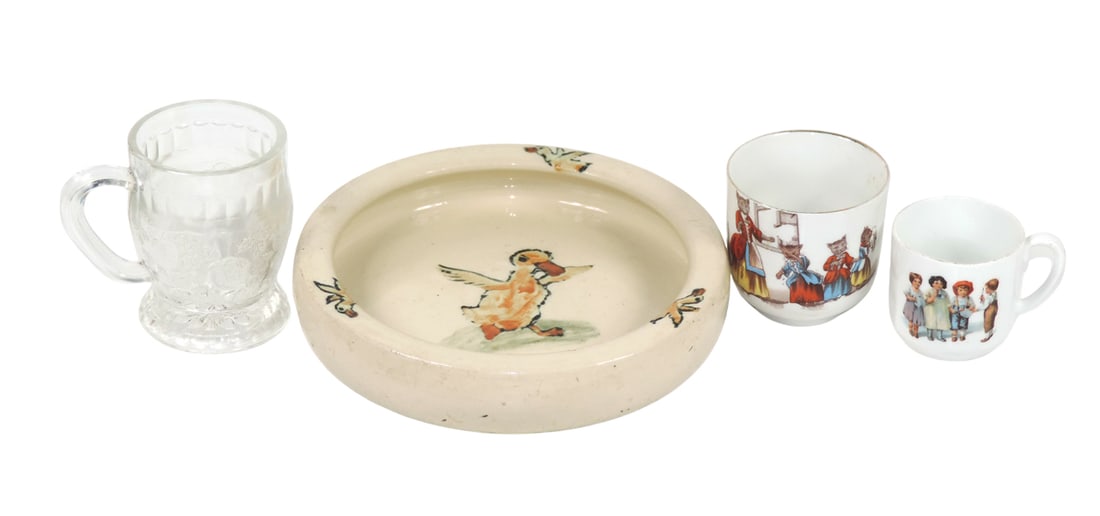 Antique Children's play dish/cups (4), Zona Juvenile Ducks Dish, c.1920s, u (1 of 2)