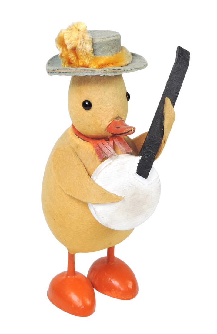 Antique Easter Candy Container, German long-billed duck playing guitar, sta (1 of 3)