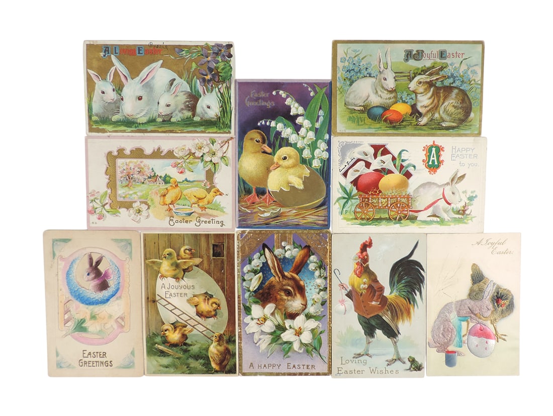 Easter Postcards (10), "A Joyful Easter", embossed, Printed in Germany, PFB (1 of 2)