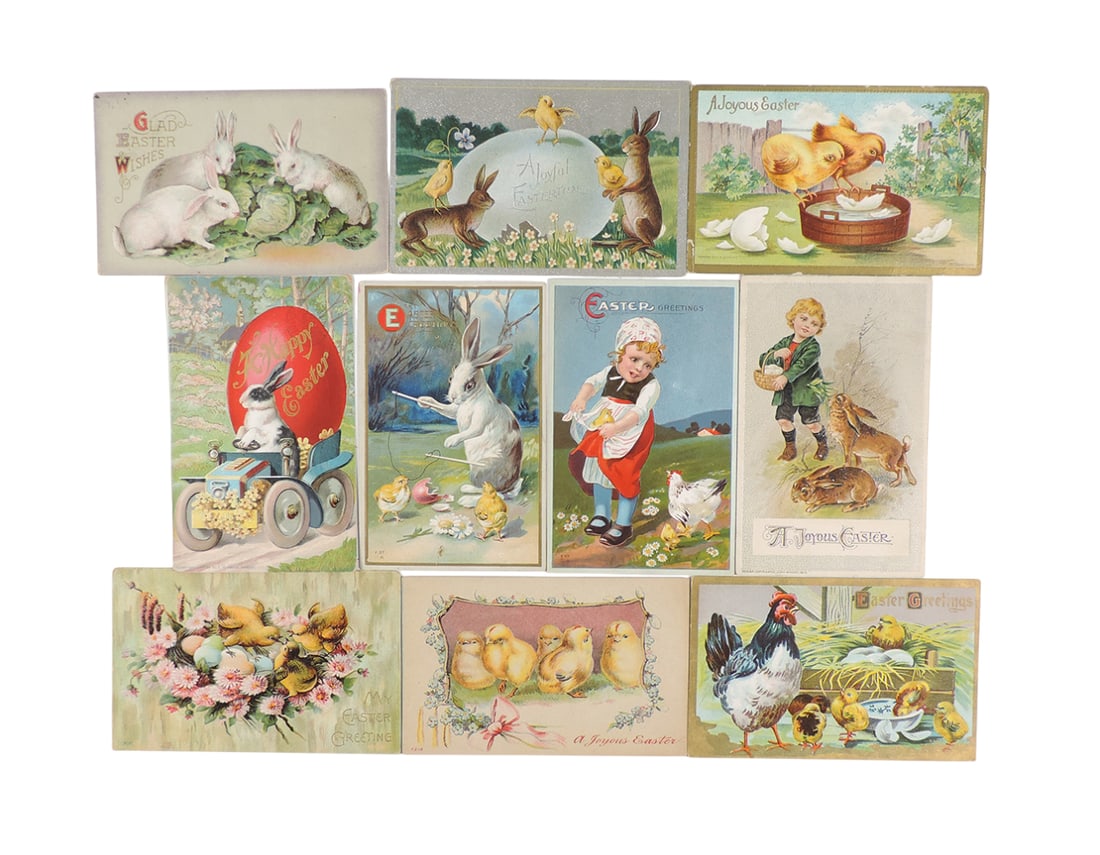 Easter Postcards (10), "Easter Greetings", unposted, embossed, c. early 190 (1 of 2)