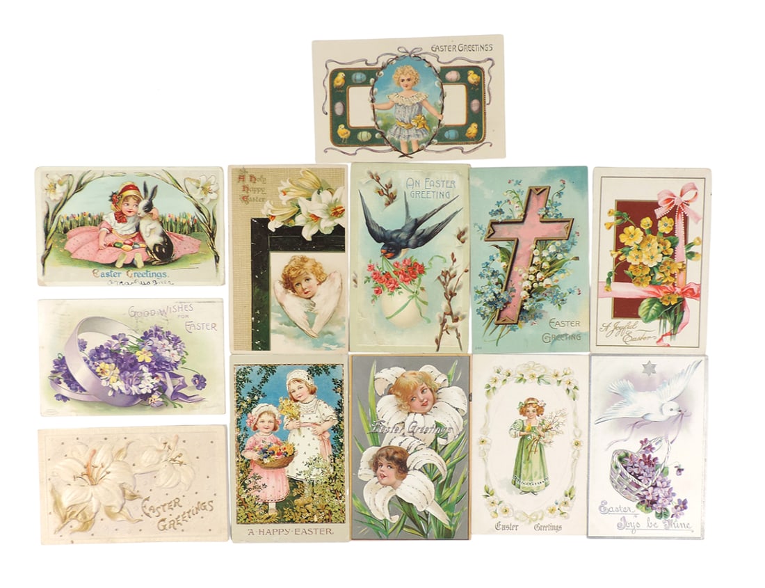 Easter Postcards (12), "Easter Greetings", gloss/gold foil, Gottschalk, Dre (1 of 2)