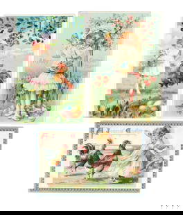 Easter Postcards (3), "A Happy Easter to you", Raphael Tuck & Sons' "Easter: Easter Postcards (3), "A Happy Easter to you", Raphael Tuck & Sons' "Easter Post Cards", No. 700, Art Publishers To Their Majesties The King and Queen, Printed in Saxony, embossed/silver foil, c. earl