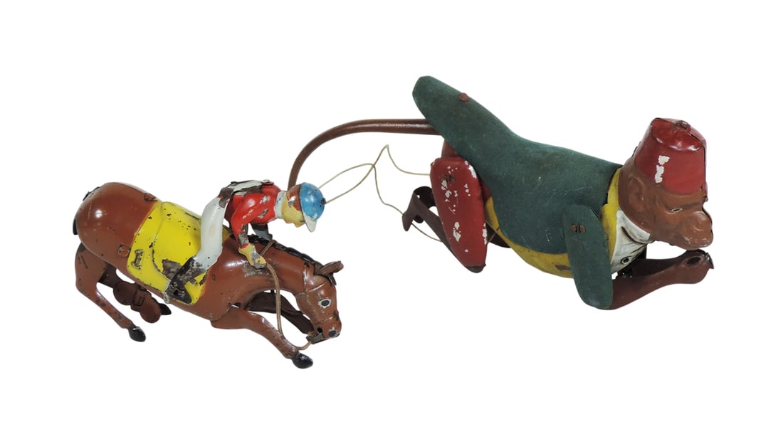 Toys (2), Lehmann Climbing Monkey, Germany, tin w/orig paint, c. early 1900 (1 of 1)