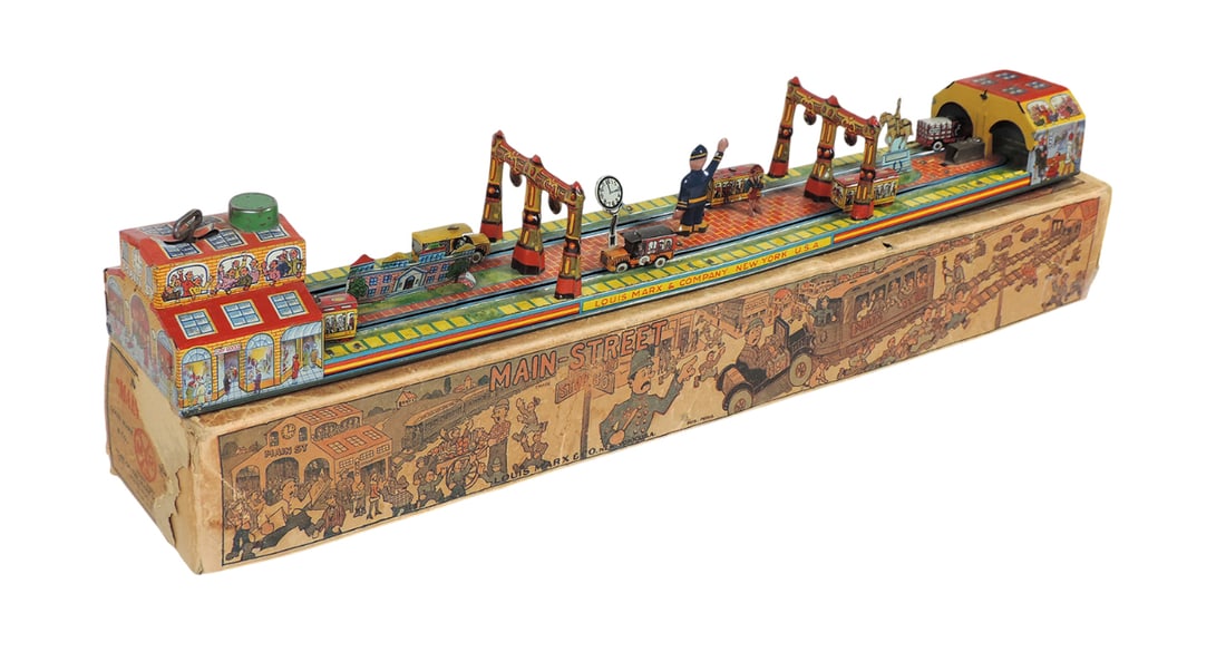 Toy, MAIN STREET, LOUIS MARX & CO., New York-USA, PATS. PENDG, No. 600, lit (1 of 3)