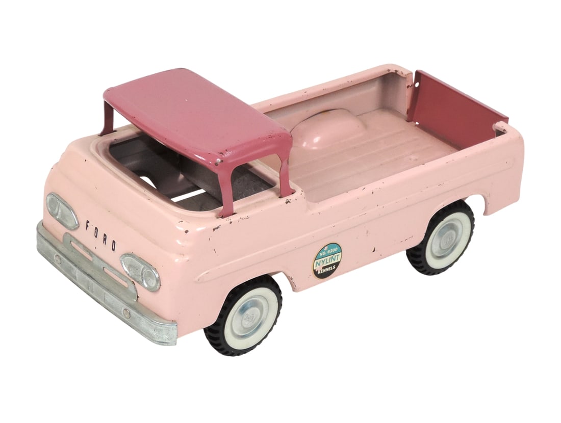 Toy, NYLINT Ford Kennel Van, Kennels-No. 6200, pink, Made in Rockford, Ill- (1 of 2)